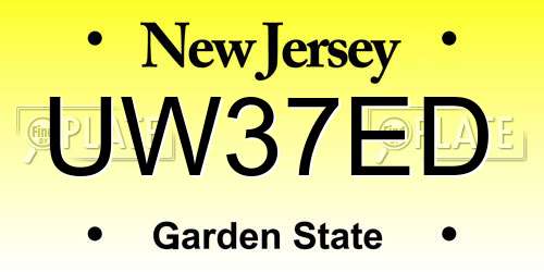 UW37ED New Jersey License Plate