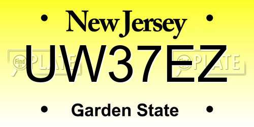 UW37EZ New Jersey License Plate