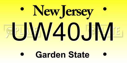 UW40JM New Jersey License Plate