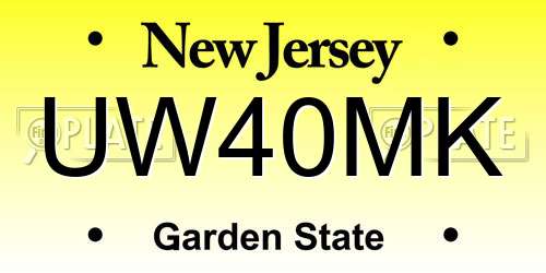 UW40MK New Jersey License Plate