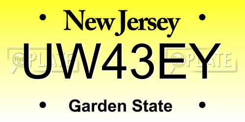 UW43EY New Jersey License Plate