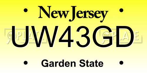 UW43GD New Jersey License Plate