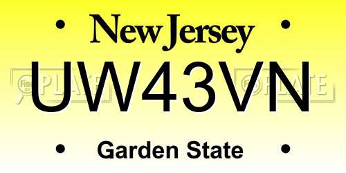 UW43VN New Jersey License Plate