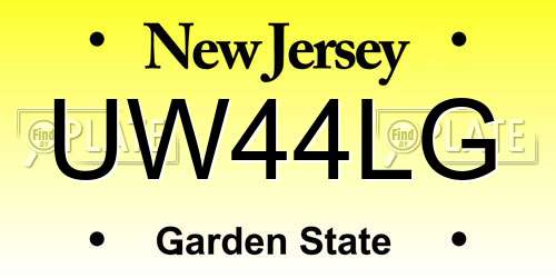 UW44LG New Jersey License Plate
