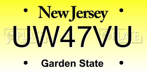 UW47VU New Jersey License Plate