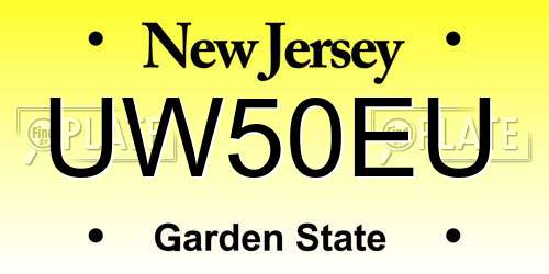 UW50EU New Jersey License Plate