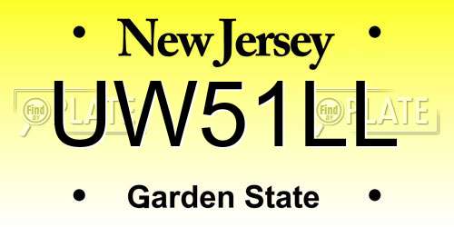 UW51LL New Jersey License Plate