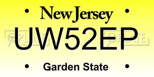 UW52EP New Jersey License Plate