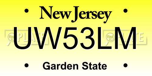 UW53LM New Jersey License Plate