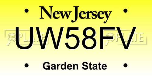 UW58FV New Jersey License Plate