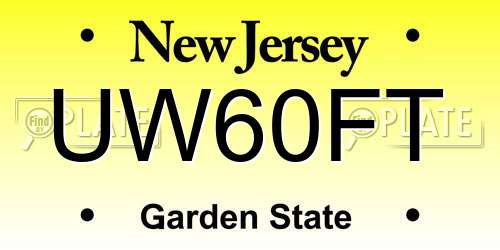 UW60FT New Jersey License Plate