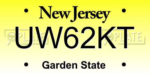 UW62KT New Jersey License Plate