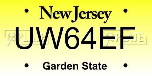 UW64EF New Jersey License Plate