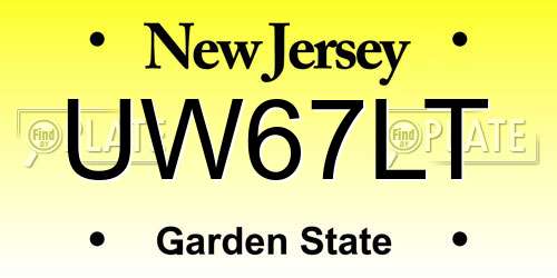 UW67LT New Jersey License Plate