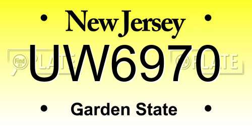 UW6970 New Jersey License Plate