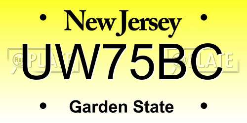 UW75BC New Jersey License Plate