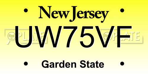 UW75VF New Jersey License Plate