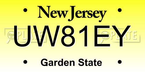 UW81EY New Jersey License Plate