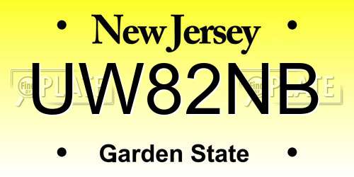 UW82NB New Jersey License Plate