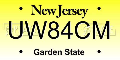 UW84CM New Jersey License Plate