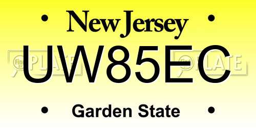 UW85EC New Jersey License Plate