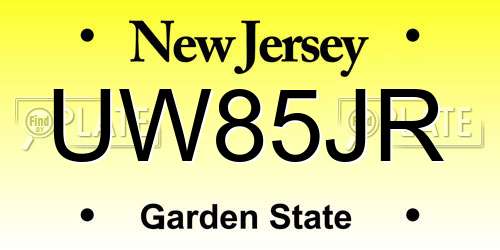 UW85JR New Jersey License Plate
