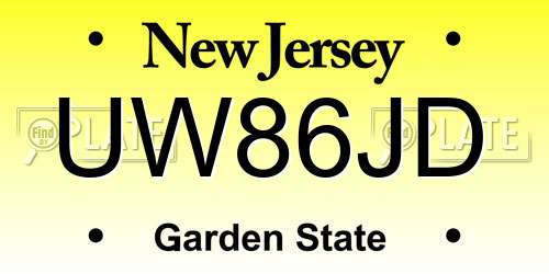 UW86JD New Jersey License Plate