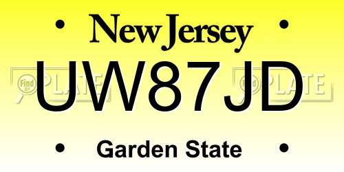 UW87JD New Jersey License Plate