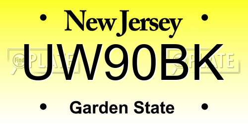 UW90BK New Jersey License Plate