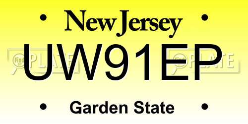 UW91EP New Jersey License Plate