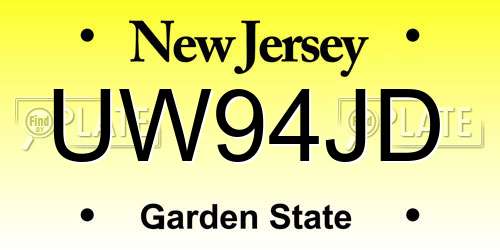 UW94JD New Jersey License Plate