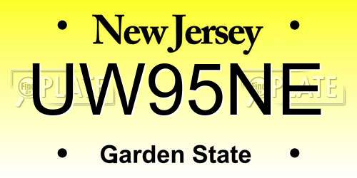 UW95NE New Jersey License Plate