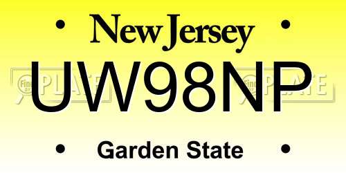 UW98NP New Jersey License Plate