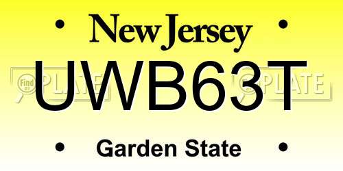 UWB63T New Jersey License Plate