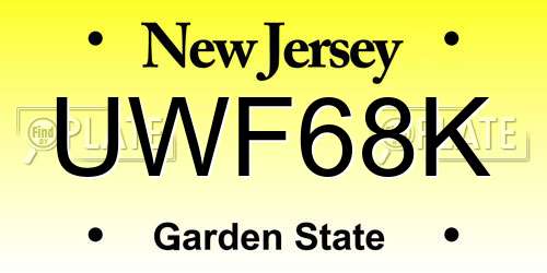 UWF68K New Jersey License Plate