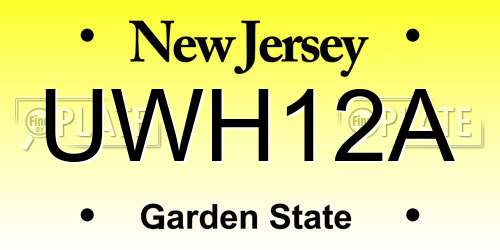 UWH12A New Jersey License Plate
