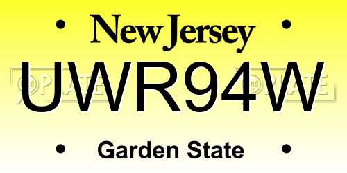 UWR94W New Jersey License Plate