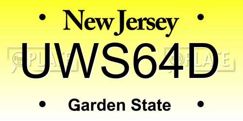 UWS64D New Jersey License Plate