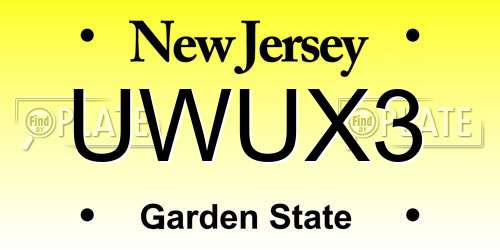 UWUX3 New Jersey License Plate