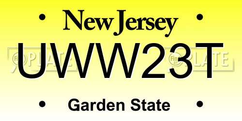 UWW23T New Jersey License Plate