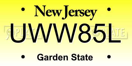 UWW85L New Jersey License Plate