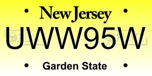 UWW95W New Jersey License Plate