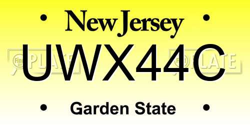 UWX44C New Jersey License Plate