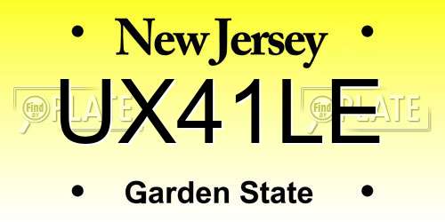 UX41LE New Jersey License Plate