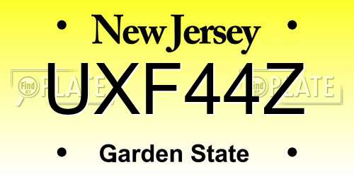 UXF44Z New Jersey License Plate