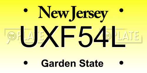 UXF54L New Jersey License Plate