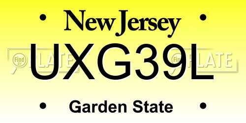 UXG39L New Jersey License Plate