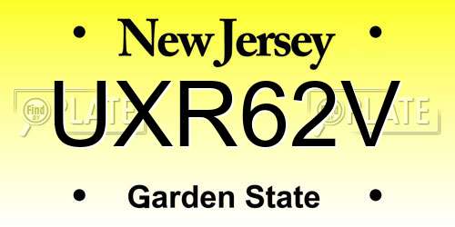 UXR62V New Jersey License Plate