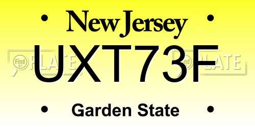 UXT73F New Jersey License Plate
