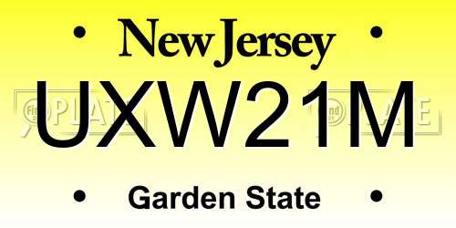 UXW21M New Jersey License Plate